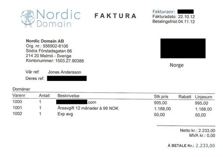 Nordic Domain AB (falskt navn) Nordic Domain AB (falskt navn)